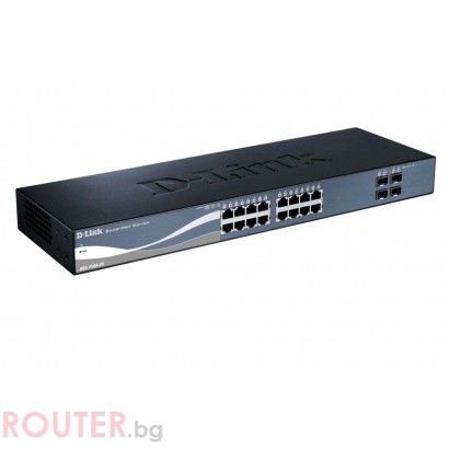 Мрежов суич D-LINK 16-port 10/100/1000 + 4-port SFP Gigabit SmartPro Switch