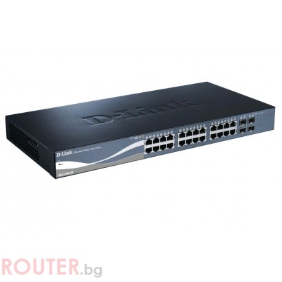 Мрежов суич D-link 24-port 10/100/1000 + 4-port SFP Gigabit SmartPro Switch