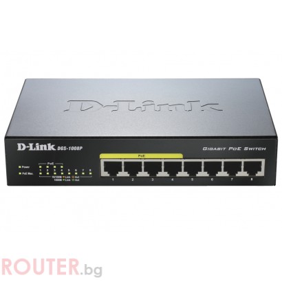 Мрежов суич D-LINK 8-port 10/100/1000 Desktop Switch w/ 4 PoE Ports