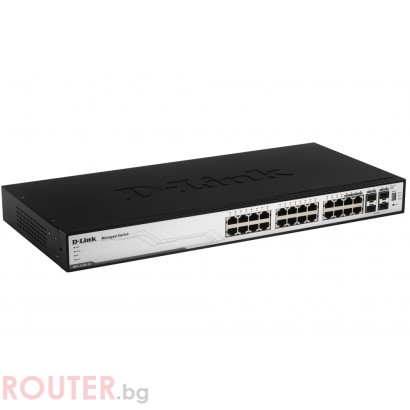 Мрежов суич D-LINK 24-port 10/100/1000 Layer 2 Managed Gigabit Switch + 4-port Combo 1000BaseT/SFP