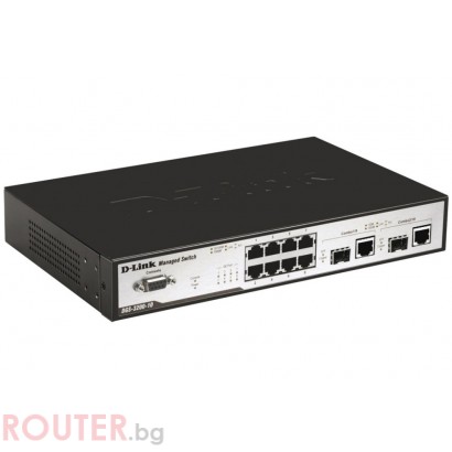 Мрежов суич D-LINK xStack 8-port 10/100/1000 Layer 2 Managed Gigabit Switch + 2-port Combo 1000BaseT/SFP