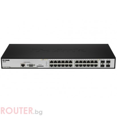 Мрежов суич D-LINK xStack 24-port 10/100/1000 Layer 2 Managed Gigabit Switch including 4-port Combo 1000BaseT/SFP