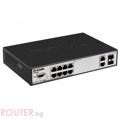 Мрежов суич D-LINK xStack 8-port 10/100 Layer 2 Managed Switch + 2-port Combo 1000BaseT/SFP 