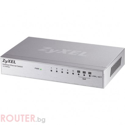 Мрежов суич ZyXEL ES-108A 8-port 10/100Mbps Ethernet switch, 3x Qos (!), desktop, metal housing 