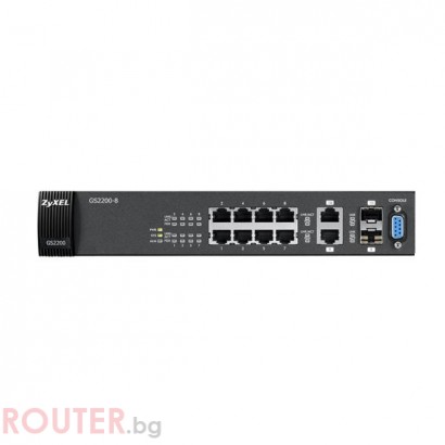 Мрежов суич ZyXEL GS2200-8 10-port Managed Layer2+ Gigabit Ethernet switch