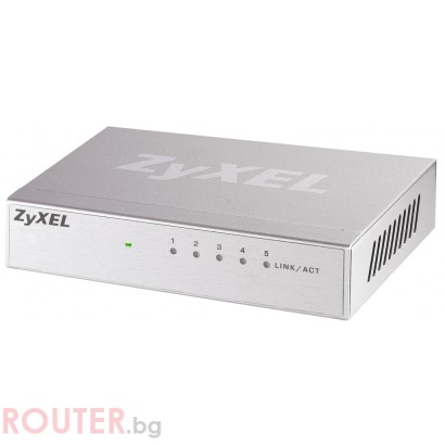 Мрежов суич ZyXEL GS-105B 5-port 10/100/1000Mbps Gigabit Ethernet switch, desktop, metal housing