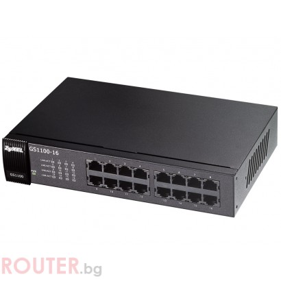  Мрежов суич ZyXEL GS1100-16 16-port Gigabit Ethernet switch, rackmount