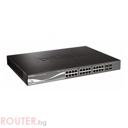 Мрежов суич D-LINK 24-port 10/100/1000 + 4-port SFP Gigabit SmartPro PoE Switch