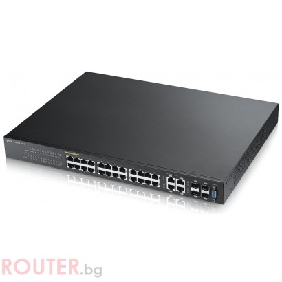 Мрежов суич ZYXEL GS2210-24HP 28-port Managed Layer2+ Gigabit Ethernet