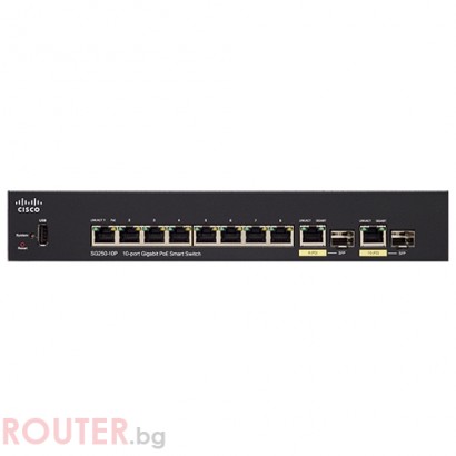 Мрежов суич CISCO SG250-10P 10-port Gigabit PoE