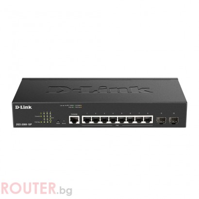 Мрежов суич D-LINK 8-port Gbit PoE Managed Switch incl. 2x SFP