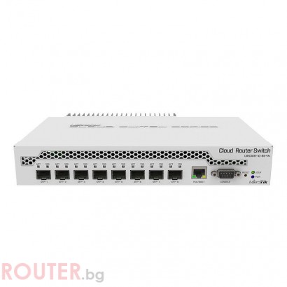 Суич MikroTik CRS309-1G-8S+IN, LAN 1 x Gigabit Ethernet ports, 8 x SFP+ 10Gbps, PoE in