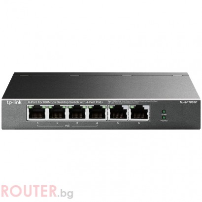 Мрежов суич TP-LINK 4-port 10/100Mbps Unmanaged PoE+ Switch with 2 10/100Mbps uplink ports, meta case, desktop mount, 4 802.3af/at compliant PoE+ port, 2 10/100Mbps uplink ports, DIP switches for Extend mode, Isolation mode and Priority mode, up to 250m P