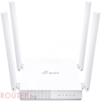 Рутер TP-LINK AC750 Wireless Dual Band Router, 433 at 5 GHz +300 Mbps at 2.4 GHz, 802.11ac/a/b/g/n, 1 port WAN 10/100 Mbps + 4 ports LAN 10/100 Mbps, 3 fixed antennas, L2TP Russia/PPTP Russia/PPPoE Russia support, IGMP Snooping/Proxy, Bridge and 802.1Q TA
