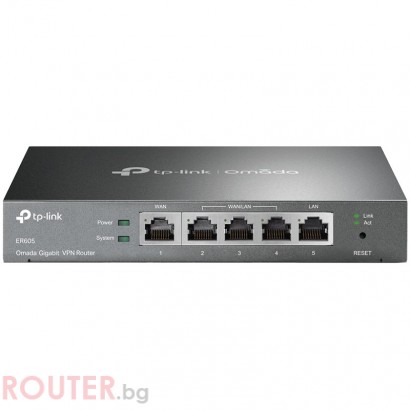 Рутер TP-Link ER605 Omada Gigabit VPN Router, 1 x G WAN, 1 x G LAN, 3 x WAN/LAN, 25K Concurrent ...
