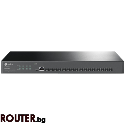 Мрежов суич TP-LINK JetStream 16-Port 10GE SFP+ L2+ Managed SwitchPORT: 16× 10G SFP+ Slots, RJ45/Micro-USB Console PortSPEC: 1U 19-inch Rack-mountable Steel CaseFEATURE: Integration with Omada SDN Controller, Static Routing, OAM, sFlow, DDM, 802.1Q VLAN, 