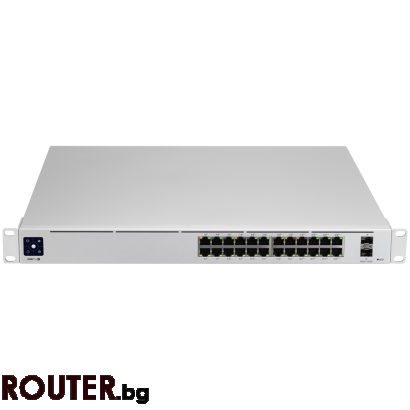 Мрежов суич UBIQUITI Auto-sensing per port <br/>Power over Ethernet plus (PoE+) <br/>24 Ports PoE <br/>Universal Power Over Ethernet (UPOE)