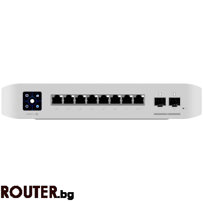 Мрежов суич Ubiquiti USW-Pro-8-PoE-EU An 8-port, Layer 3 switch with PoE+ and PoE++ output.