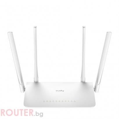 Безжичен рутер CUDY WR1300, Двубандов AC1200, 300+867 Mbps, DDR 128MB, Бял