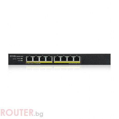 Суич 8-портов ZyXEL GS1915-8, Gigabit, управляем, standalone или Nebula управление, PoE