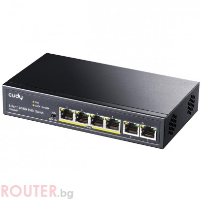Суич Cudy FS1006P, 6 портов, 10/100, PoE+ Switch, 60W