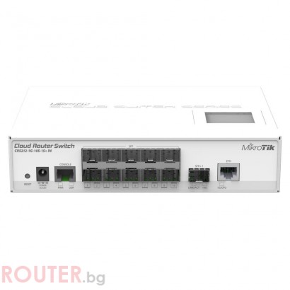Cloud Router суич Mikrotik CRS212-1G-10S-1S+IN, 1xGigabit LAN, 10+1xSFP cages, LCD