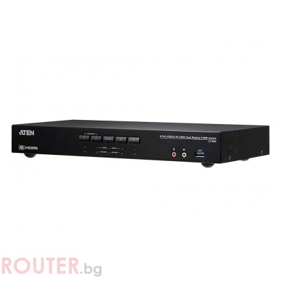 KVM превключвател ATEN CS1844-AT-G, 4 порта USB 3.0, За 2 HDMI монитора