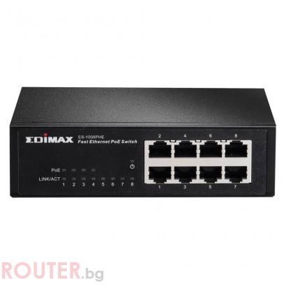 Суич EDIMAX ES-1008PHE, 8 портов 10/100Mbps