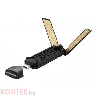 Безжичен адаптер ASUS USB-AX56 Dual Band AX1800 WiFi 6 802.11ax, USB 3.2 Gen1, вградена антена