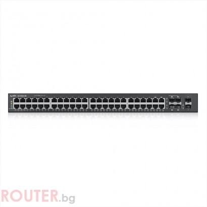 Суич ZYXEL GS1920-48, 44х GbE порта, 4х Combo порта SFP/RJ-45, управляем, за монтаж в шкаф