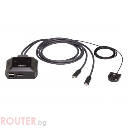 KVM превключвател, ATEN US3312, 2-портов, 4K, DisplayPort, USB-C
