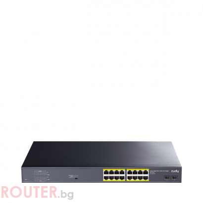 Суич Cudy GS1020PS2, 16 x Gigabit PoE, 2 x Gigabit SFP