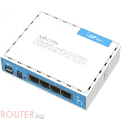 Безжичен Access Point MikroTik hAP lite RB941-2nD, 32MB RAM, 4xLAN, built-in 2.4Ghz 802.11b/g/n