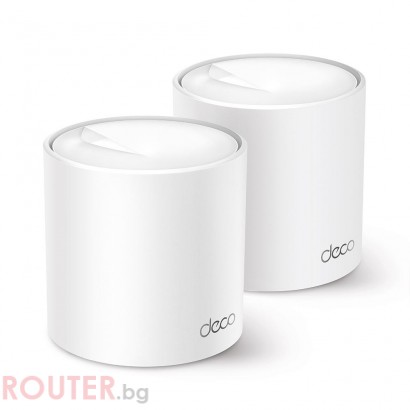 Безжичен рутер TP-Link Deco X60 V3 2-Pack, AX3000, 2.4/5 GHz, 574 -  2402 Mbps, Gigabit