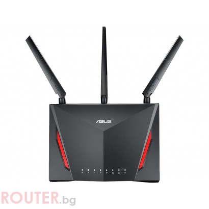 Безжичен рутер ASUS RT-AC86U, Двубандов AC2900 NitroQAM™, 750+2167 Mbps, 1 x USB 3.0, 1 x USB 2.0, Gigabit