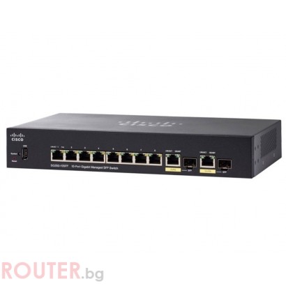 Мрежов суич CISCO SG350-10SFP 10-port Gigabit Managed SFP Switch