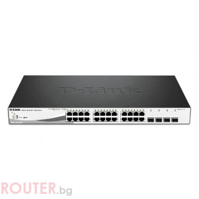 Суич D-Link 24 PoE 10/100/1000 Base-T port with 4 x 1000Base-T /SFP ports, управляем, за монтаж в шкаф