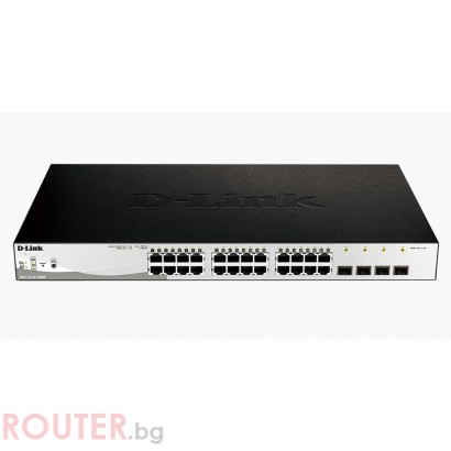 Мрежов суич D-LINK 28-Port Gigabit PoE+ Smart Switch including 4 SFP Ports