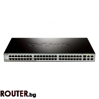 Суич D-Link 48-port 10/100 Smart Switch + 2 Combo 1000BaseT/SFP + 2 Gigabit