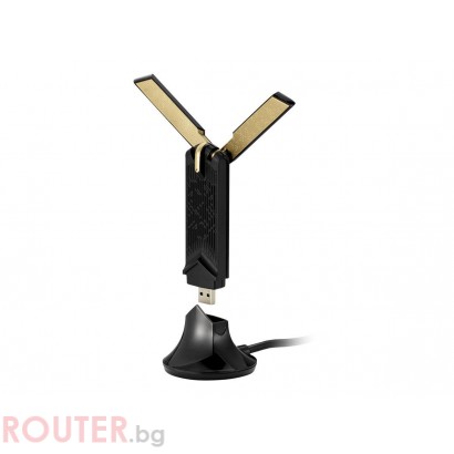 Безжичен адаптер ASUS USB-AX56U Dual Band AX1800 WiFi 6 802.11ax, USB 3.2 Gen1, Стойка, Две вградени и Две външни антени