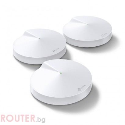 Безжичен рутер TP-Link Deco M5, AC1300, 2.4/5 GHz, 400 -  867 Mbps, Gigabit, (3-pack)