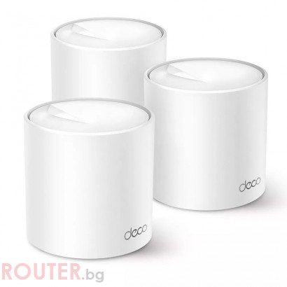 Безжичен рутер TP-Link Deco X50, 3x LAN/WAN, 2.4/5 GHz, 574 - 2402 Mbps, Gigabit, (3-pack)
