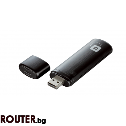 Безжичен Wireless адаптер D-Link DWA-182, Dual band MU-MIMO, AC 1200, 2.4/ 5GHz, USB 3.0, Черен