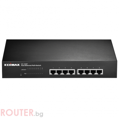 Суич EDIMAX ES-1008P, 8 PoE порта, 10/100Mbps