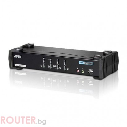KVMP превключвател ATEN CS1784A, 4-портов, USB, DVI Dual Link, Audio
