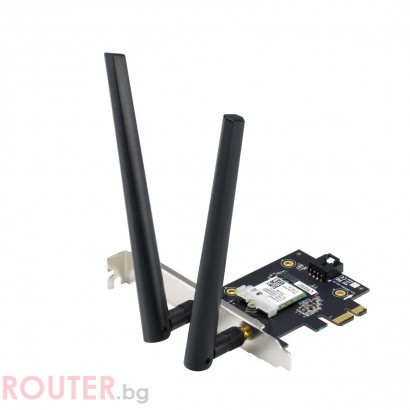 Безжичен адаптер ASUS PCE-AX1800 WiFi 6 PCI-e две външни антени и Bluetooth 5.2