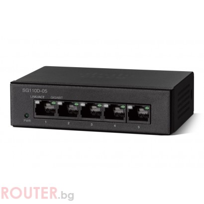 Мрежов суич CISCO SG110D-05 5-Port Gigabit Desktop