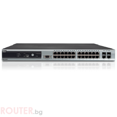 Суич D-Link xStack 24-port 10/100/1000 Layer 2/3/4 Managed Gigabit Switch, 3 10GbE Option