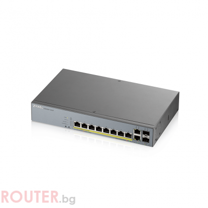 Суич ZyXEL GS1350-12HP, 12-портов, Gigabit, Управляем, PoE 130W