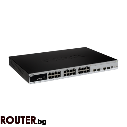 Суич D-Link xStack 24-port 10/100 Layer 2+ PoE Managed Switch, 2 Gigabit+2 Combo